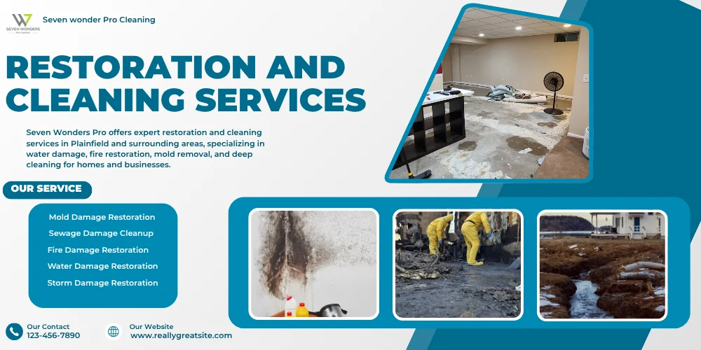 Image for Seven Wonder Pro Cleaning, showcasing restoration and cleaning services in New Jersey, including water and mold damage.